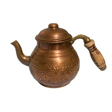 Vintage Copper And Tin Lined Turkish Teapot Tea Kettle  picture