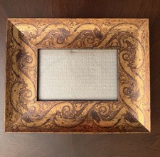 Vintage Baroque Style Gold Wood Picture Frame Ornate Scroll Wave 4x6 Opening picture