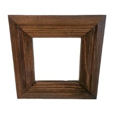 VTG Mirror w/Wooden Oak Frame  Square Rustic Farmhouse 12 x 12 Wall Hanging 70's picture