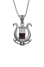 Jerusalem Nano Bible Torah Pendant King David's Harp Necklace Silver 925 Gift picture