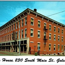 c1960s Galena, IL DeSoto House Hotel Main Street Lincoln Grant Postcard Chrome picture