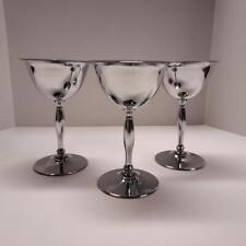 Vintage National Silver Co NSCO Stainless Chrome Cordial Wine Goblets Set Of 3 picture