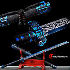 Blue Ninjato Sharp 1095Steel Functional Straight Japanese Ninja Sword Broadsword picture