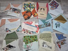 Lot of 12 Vtg 20's 30s ART DECO Christmas Cards USED w/Tissue Envelopes picture