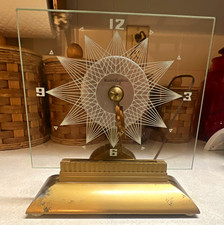 MasterCrafters Model 146 Glass & Metal Desk Clock Gold/Clear picture