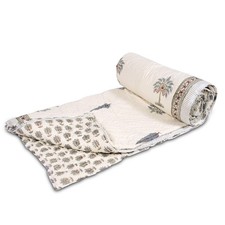 Handblock Print Jaipuri Razai Traditional Handmade Floral Cotton Quilt Bedspread picture