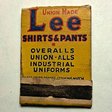 Vintage 1950's Lee Union Made Shirts & Pants Overalls Union-Alls Matchbook Cover picture