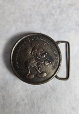 Vintage 1970's Brass Mickey Mouse Disney Belt Buckle Sun Rubber Co. picture