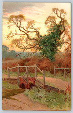 c1950s Art of Bridge with Creek Running Underneath Vintage Postcard picture