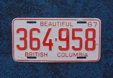 1967 British Columbia Canada License Plate picture