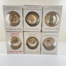 Vintage Schmid Berta Hummel 1979-1993 Christmas Glass Ball Ornaments Lot of 6 picture