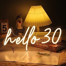  Warm White Hello 30 Thirty Years Old LED Neon Light Sign Warm white hello 30 picture