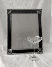 Lg Antique Art Deco Picture Frame Black Onyx Silver Filigree Easel Hanging 12x15 picture