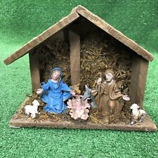 Vintage Nativity Italy Jesus Mary Joseph Manger 9” Wide 7” Tall Small Compact picture