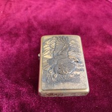 2002  Zippo  AMERICAN EAGLE AND MOUNTAINS BRASS. Un-fired with Tin box  picture