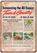 1952 Vintage Firestone Auto Ad Retro Look Reproduction Metal Sign A13177 picture
