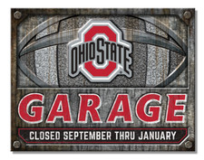 NCAA Ohio State Garage Closed Sept To Jan Tin Metal Sign Man Cave Decor 12.5X 16 picture