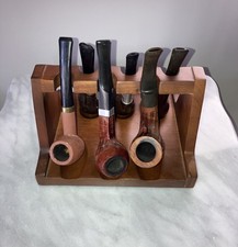 Vintage Kaywoodie Smoking Pipe Rack & 6 Vintage Pipes VGC -EUC Name Brands picture