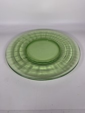 Block Optic Green Depression Glass 8 3/16” Salad Plate Anchor Hocking Lot Of 2 picture