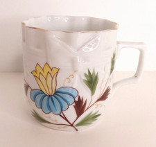 Antique 1895 Mustache Cup Porcelain Victorian Handpainted Floral Embossed 3.5