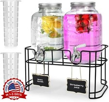 Dispensador de bebidas de vidrio de 1 galones con soporte Acero inoxidable 2PACK picture