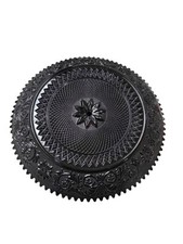 Awesome VINTAGE TRUE BLACK Decorative Glass Plate/Vanity Tray/Clock Face dia 12