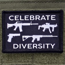Guns Patch Celebrate Diversity Moral Tactical Meme USA Hook & Loop 3x2 picture