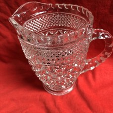 Vintage Anchor Hocking Wexford Pattern Diamond Cut Clear Glass Creamer Pitcher picture