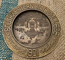 Vintage Brass Dish Southwestern State College Weatherford Oklahoma FREE US SHIP picture