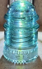 Vintage Hemingray No. 12 Blue/Aqua Glass Insulator Made in USA Pat. May 2 1893 picture