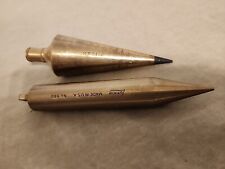Vtg Lufkin No. 590 & JLT 24Oz Solid Yellow Brass Plumb Bobs *VERY GOOD CONDITION picture