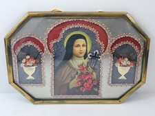 St. Theresa of Lisieux Glass Bubble Domed Vintage Framed Art picture