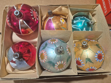 6 Vintage Glass Large Ornaments 4 fr Poland 1 Germany 1 Unmarked picture