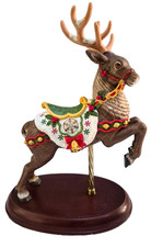 Vtg Lenox Carousel Reindeer Figurine Wooden Stand Mint Limited Ed picture