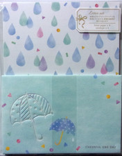 MIND WAVE Raindrops Umbrella Letter Envelope Set Made in Japan picture