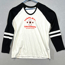 New Harley-Davidson Motorcycle Co. Raglan Long Sleeve Shirt White/Black XL 0180 picture