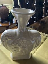 Iridescent vintage ceramic Vase with Cherub and Flowers Hand painted 1996 picture