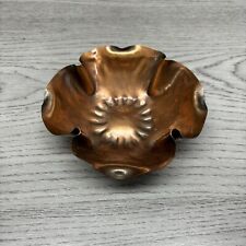 Vintage Gregorian Hammered Copper 4.75” Ruffled Trinket Candy Dish Bowl USA picture