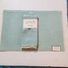 Lenox French Perle Ice Blue Set of 6 Cloth Placemats And 6 Napkins Service For 6 picture