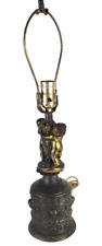 Small Vintage Cherub Cast Metal Table Mantle Lamp picture