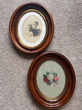 Antique Victorian Oval Deep Walnut Picture Frames -  picture