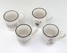 Set Of 4 Royal Norfolk Coffee Mugs “Cafe, Latte, Must Have Coffee” White, Black picture