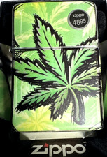 Zippo Premium Glowing Cannabis Design Lighter - 46253  #42N picture