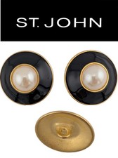 St John Knits (1.3 Inch) Gold Tone Domed Center Faux Pearl Buttons (3) picture