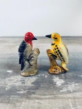 2 Vintage Miniature Birds Farmhouse Decor, Bird Watcher Wildlife Figurine  picture