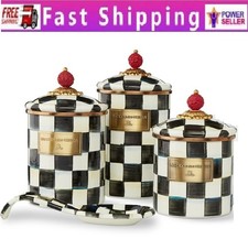 MacKenzie-Childs Courtly Check Canister Set of 3, Stock US-No Import Fees picture