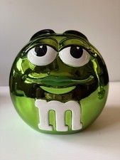 M & M 's RARE METALLIC SHINY GREEN CANDY DISH- NIB picture