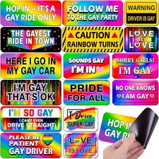 16PCS Funny Pride Gay Car Bumper Magnets: Bulk Magnetic Rainbow Decals Decoratio picture