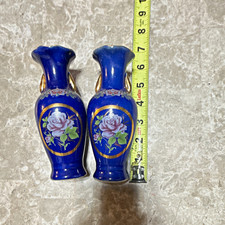 A pair of vintage cobalt blue vases picture