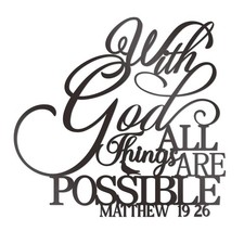 With God All Things Are Possible Sign Metal Wall Decor Black Religious Wall S... picture